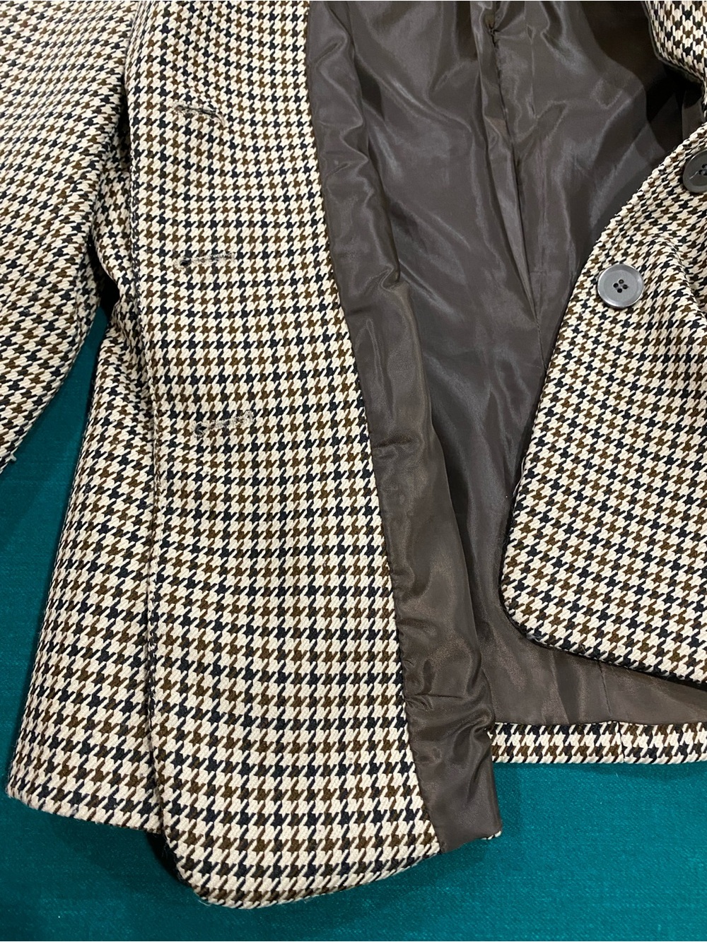 Tahari Brown, Black & Tan Houndstooth Women’s Blazer - Picture 7 of 16